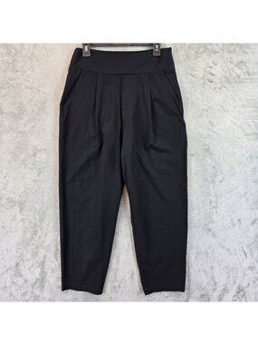 CAbi Chilling Pants Womens M Black Crop Tapered Elastic Waist Pockets #4695